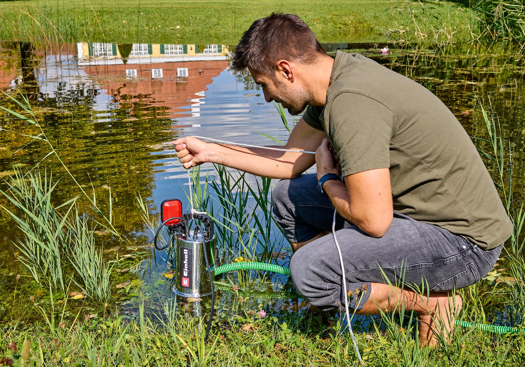 Einhell Schmutzwasserpumpe GC-DP 7035 N ECO PLUS (700 W, 19000 L/h Fördermenge, max. 8 m Förderhöhe, ECO PLUS Technologie, Schmutzpartikel bis zu 35 mm, Schwimmerschalter)