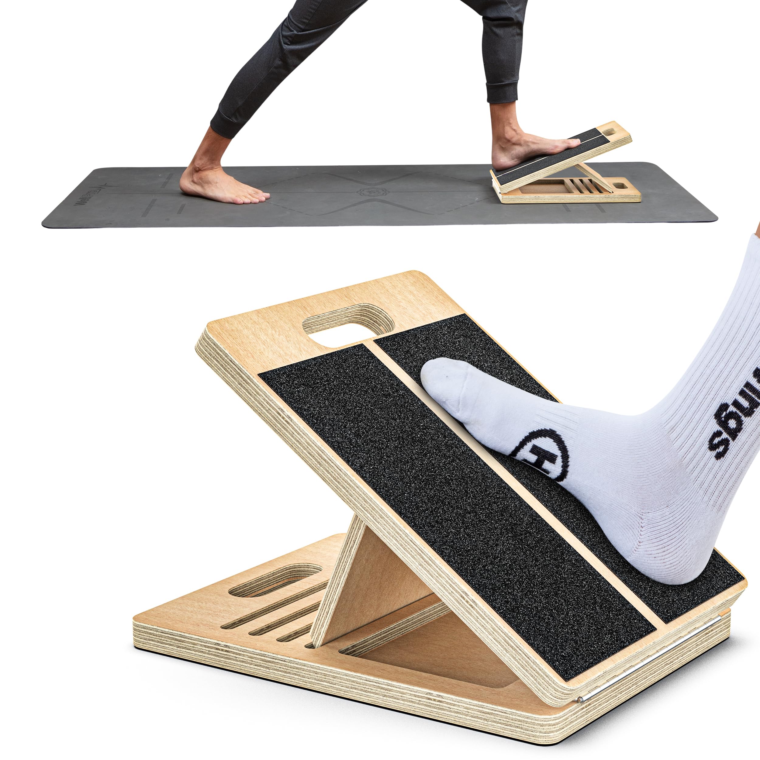 Camilla de pantorrilla, tabla inclinada de madera portátil de terapia física para estiramiento, mejora la flexibilidad y la recuperación, prevención de lesiones