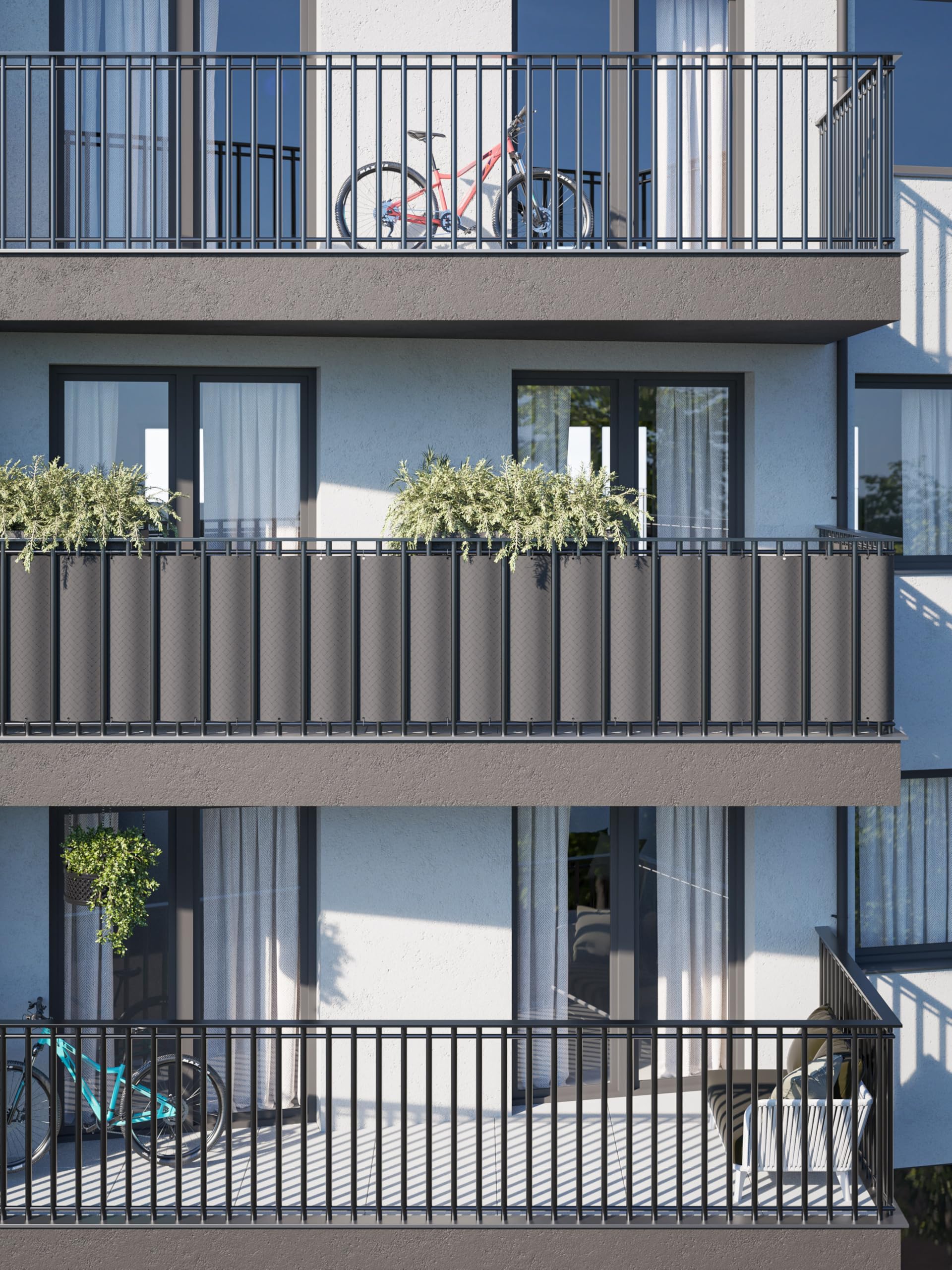 COVER IT Brise-Vue pour Balcon Premium 240 g/m² 50 x 700 cm Écran de confidentialité Tissage gaufré Graphite