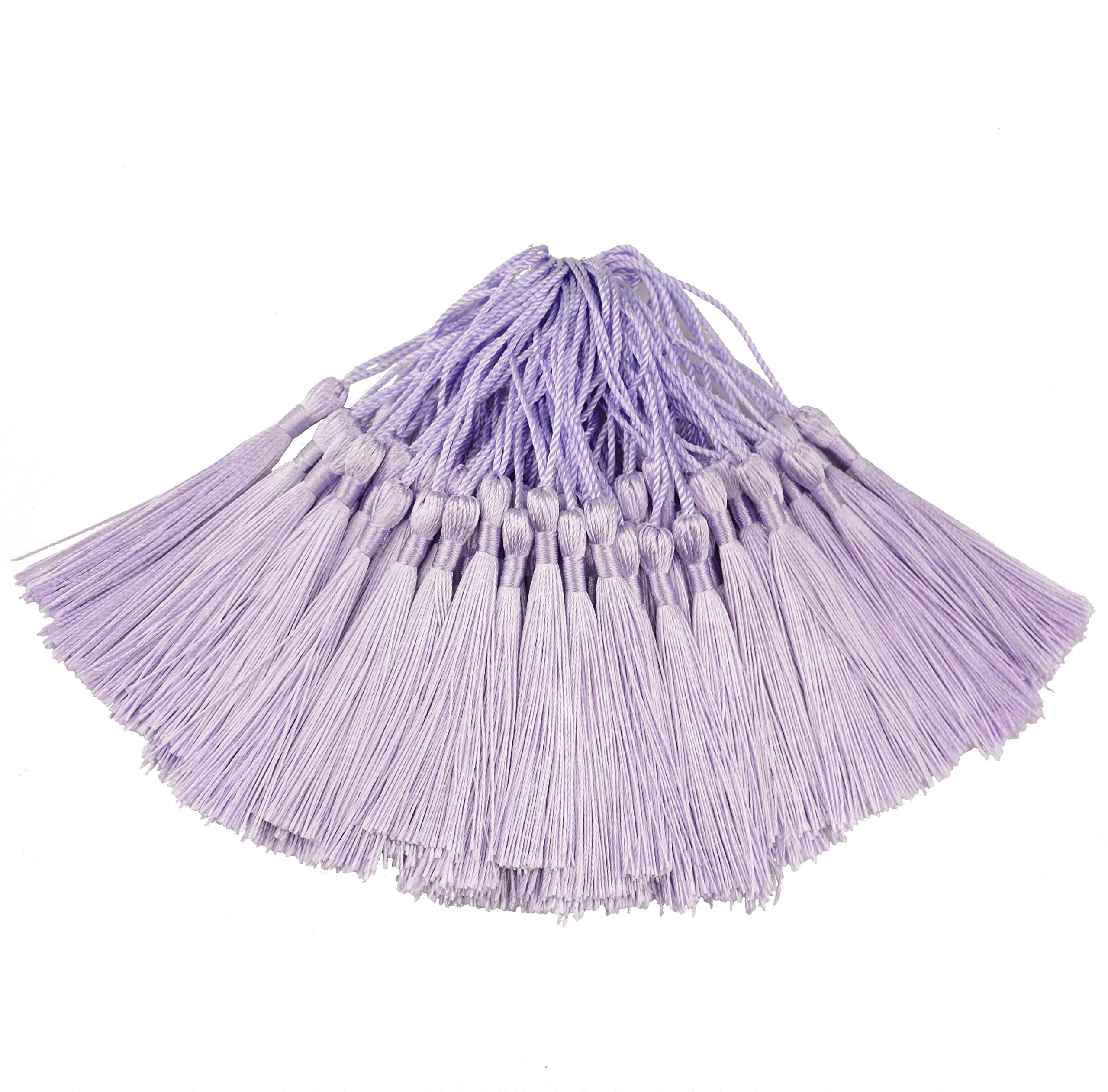100Pcs 5 Inch Silky Bookmark Tassels for Jewelry, Souvenir(Light Violet)