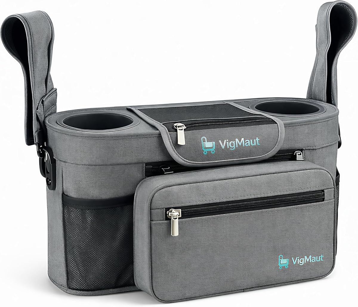 Stroller Caddy with Cup Holder – Universal Waterproof Stroller Organizer with Cup Holder for Instant Access & Hands-Free Convenience, Ideal for Travel, Daily Walks & Car Use, for Busy Parents.