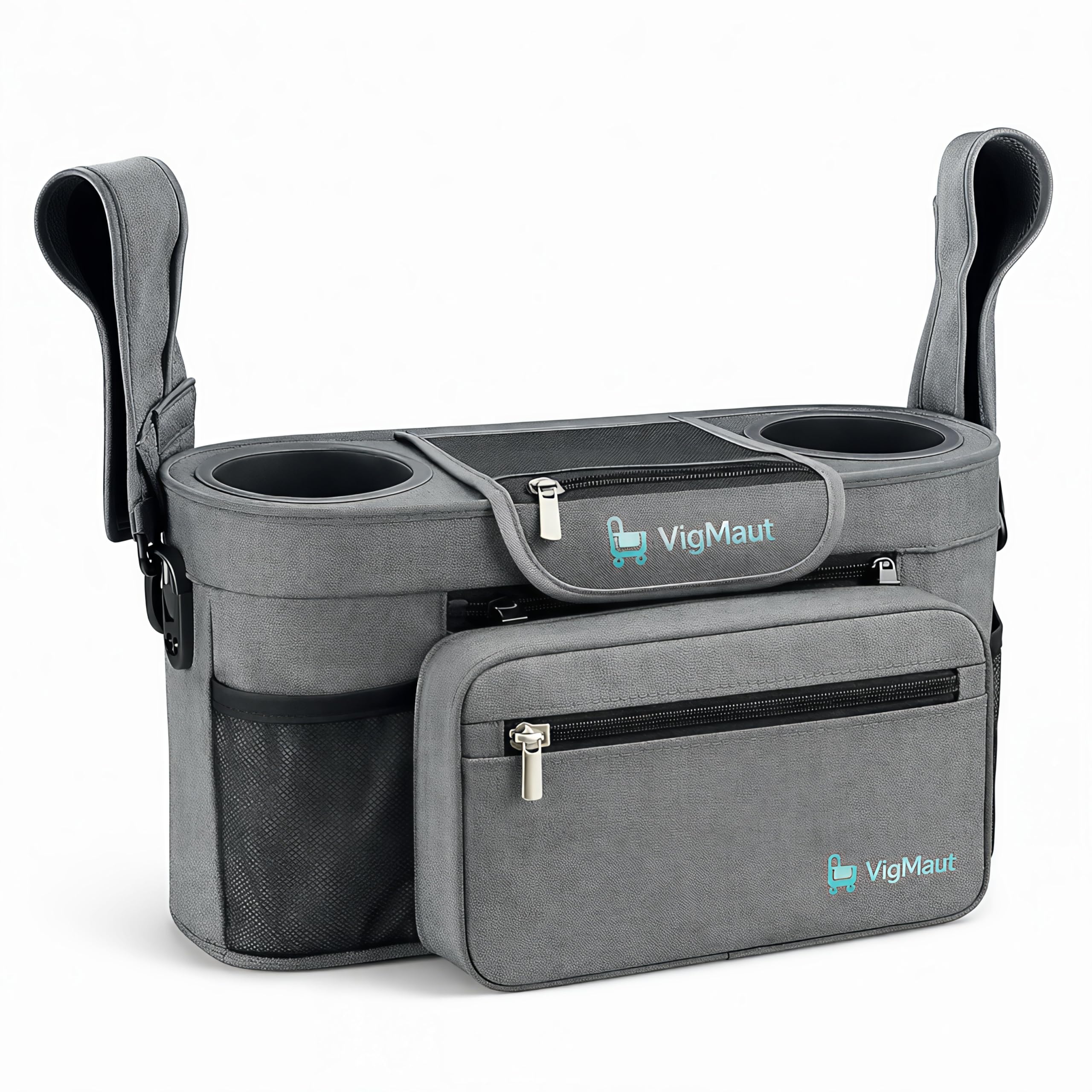 Photo 1 of Stroller Caddy with Cup Holder – Universal Waterproof Stroller Organizer with Cup Holder for Instant Access & Hands-Free Convenience, Ideal for Travel, Daily Walks & Car Use, for Busy Parents.