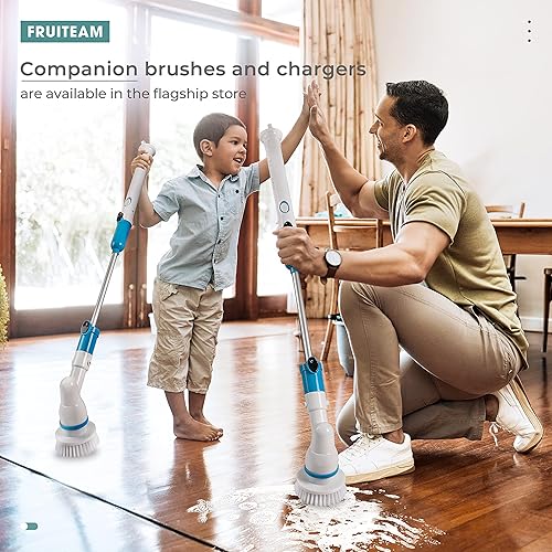 Miniatura 7 de FRUITEAM - Cepillo de limpieza eléctrico, cepillo de bañeras y azulejos mejorada sin cable 360, limpiador de superficies súper potente con 3