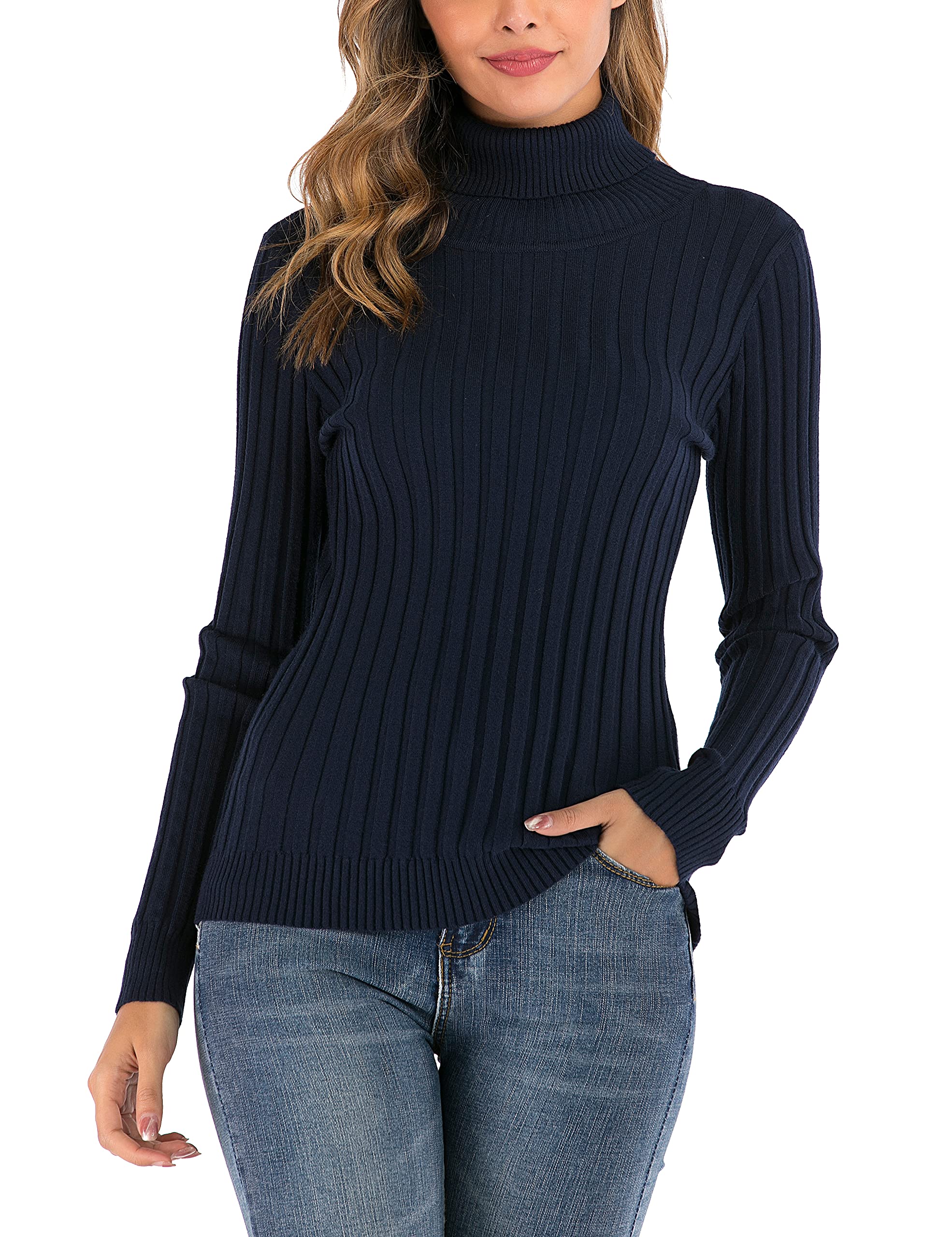 Enjoyoself Womens Turtleneck Sweater Winter Jumper Long Sleeve Pullover Knit Ribbed Sweater Knitwear Tops