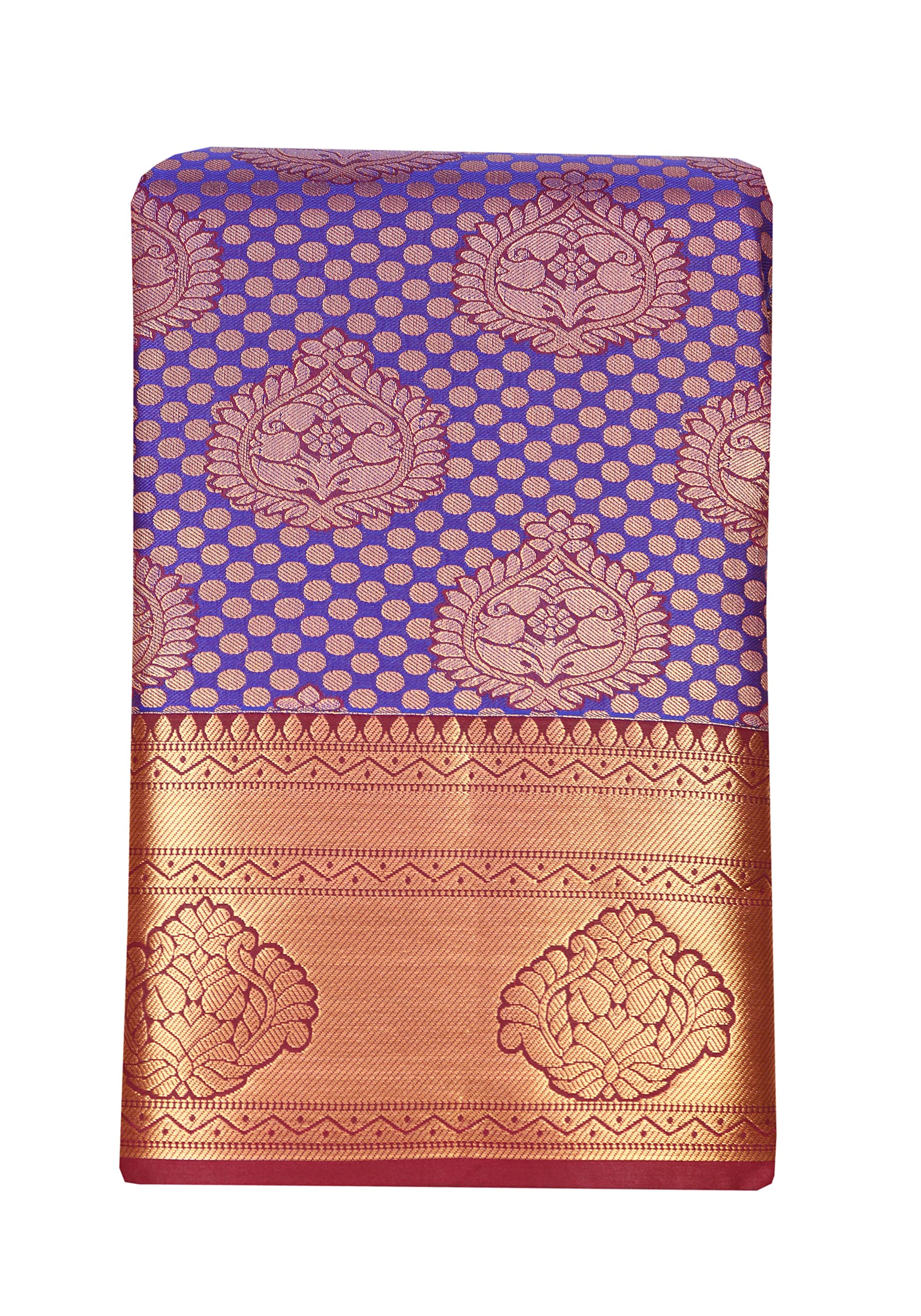 Women's Kanchipuram Silk Saree Bridal Multi Meena Jari Work (SRBSKPS449-2_Dark Blue)