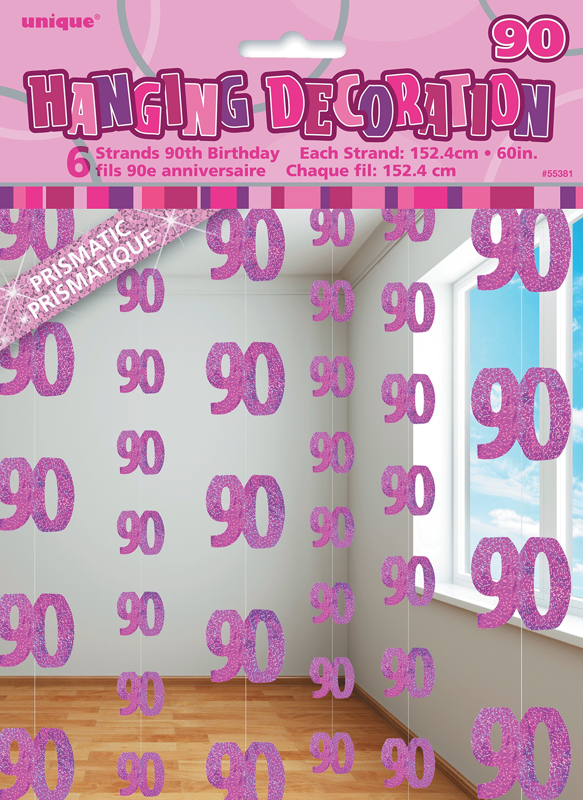 Unique Party 92068 - 9ft Foil Glitz Pink Happy 80th Birthday Banner — view 227