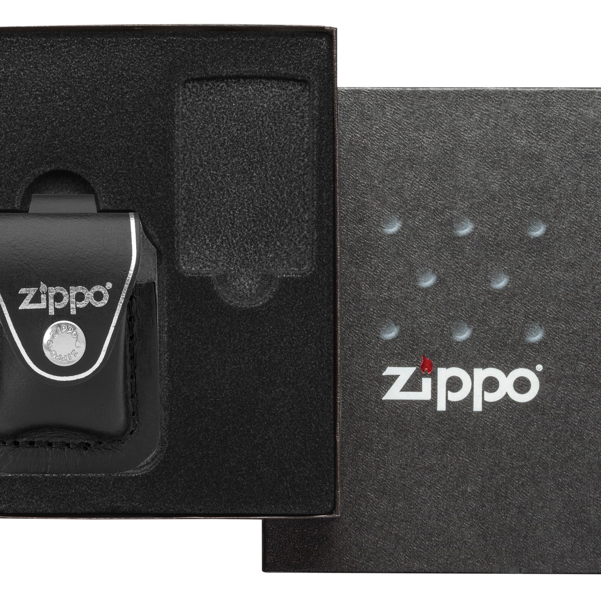 Zippo - Pochette De Ceinture pour Briquet Tempête, en Cuir Noir, Pochette Pratique avec Boucle