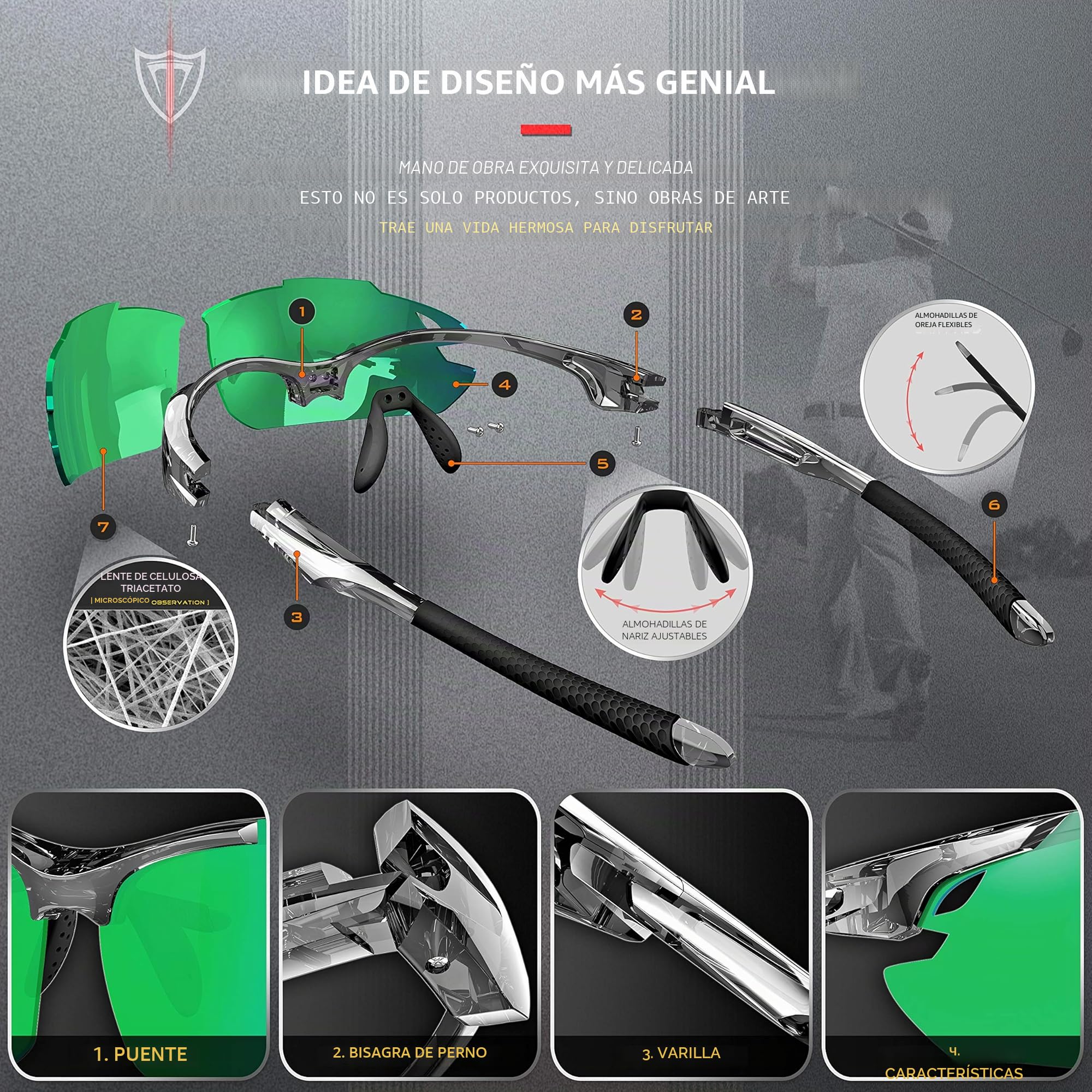 ATTCL Hombre Gafas de sol Polarizado Al-Mg Metal Super Ligero Marco UV400 CAT 3 CE