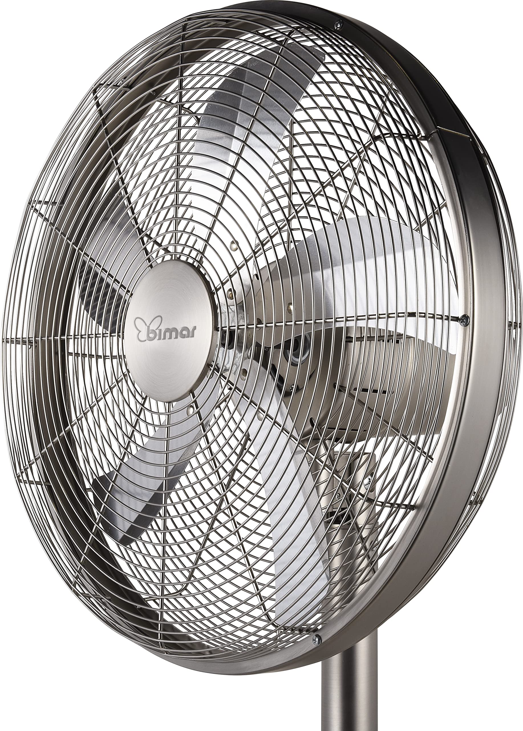 bimar VPM411 Ventilatore a Piantana Altezza max 167 cm in Metallo, Ventilatore Silenzioso con Selettore 0+3 Velocità, Elica Ø 40 cm con 5 Pale, Motore 60W, Tasto Oscillazione Destra-Sinistra