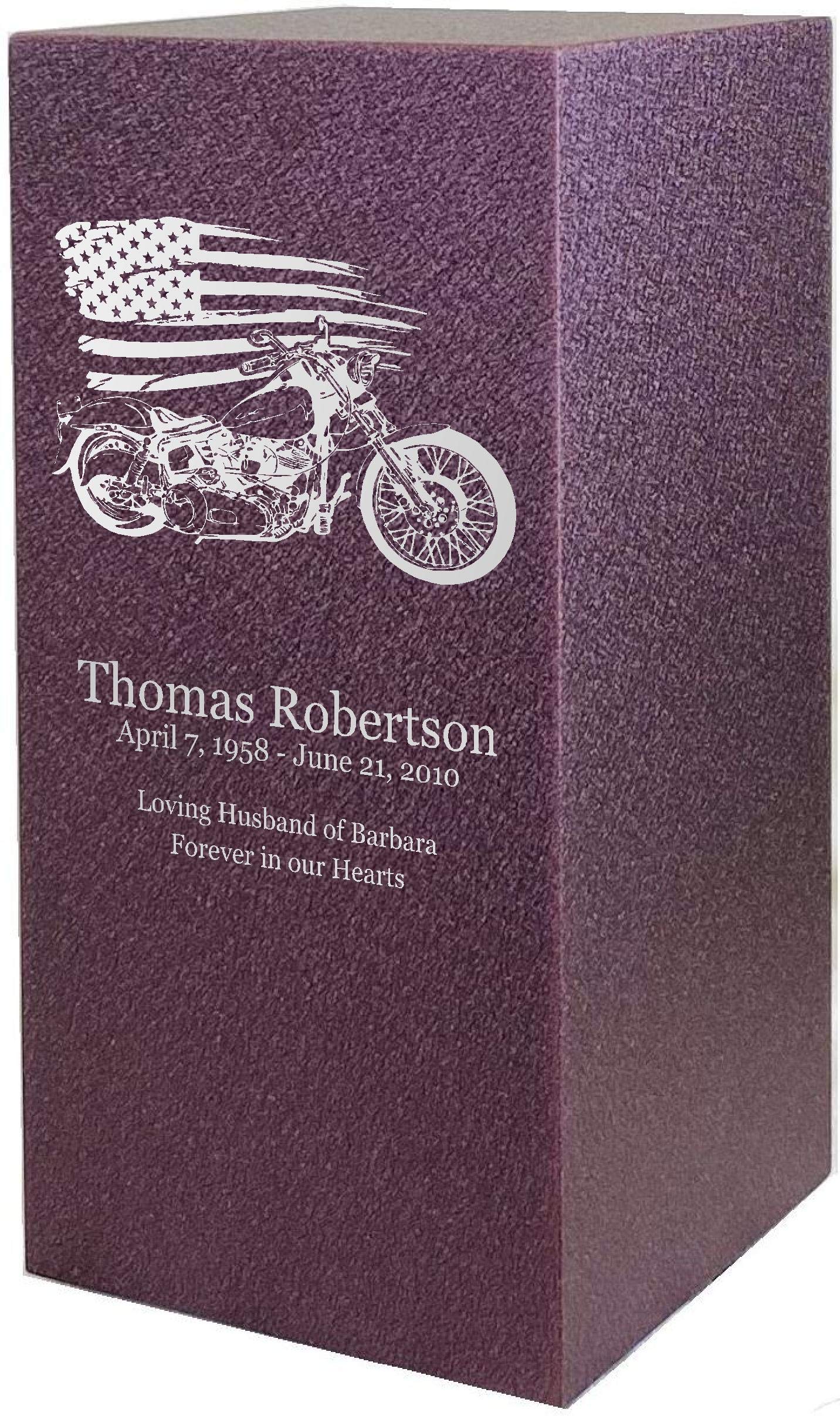 Motorcycle Personalized Cremation Urns for Human Ashes | Metal Funeral Urn for Adult Men and Women | Custom Engraved | Made in USA by Amaranthine Urn Company | Color Options Available