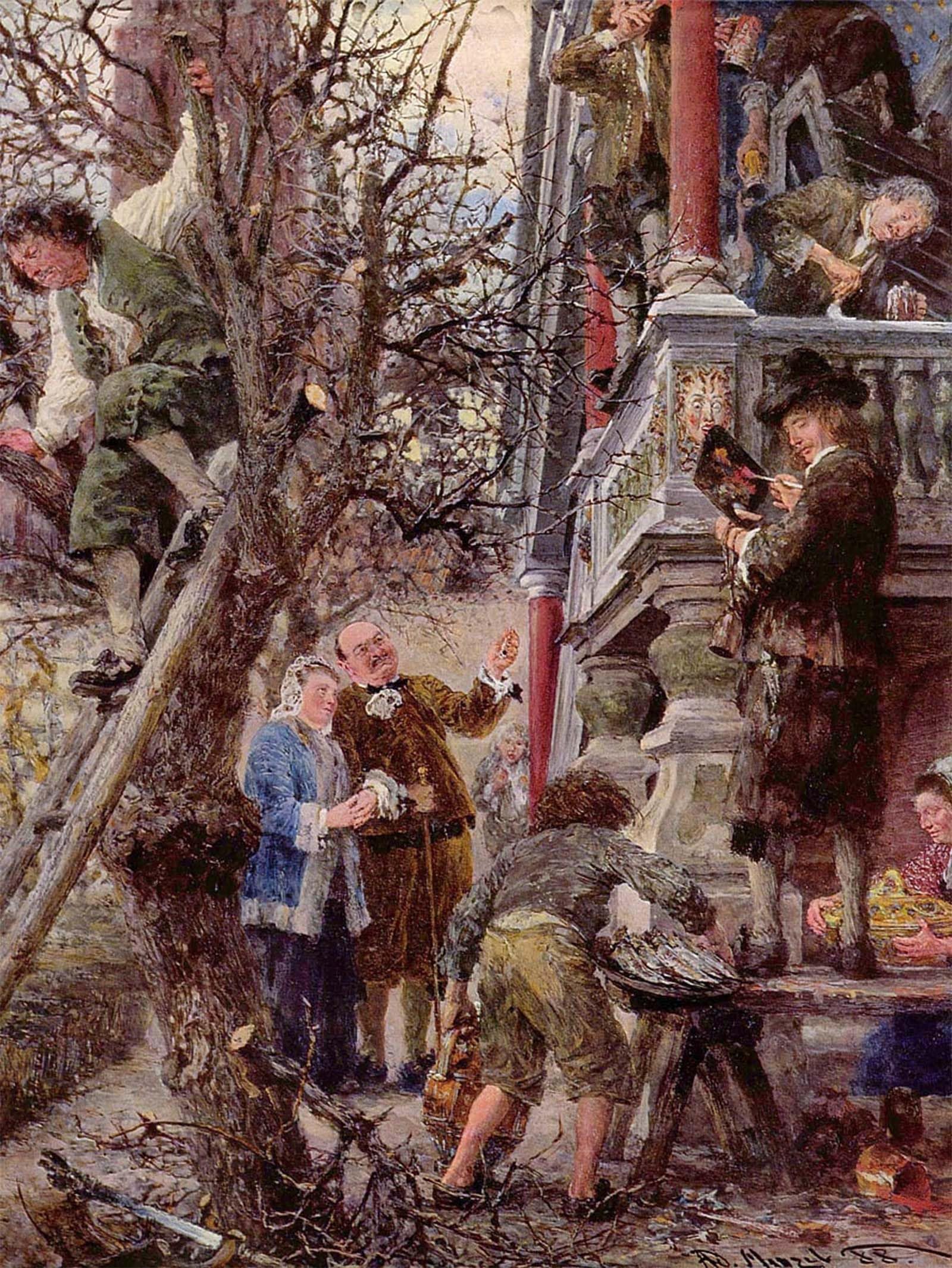 POSTERIIk Vintage Art Print Images Pictures Print Beati Possidentes by Adolph Menzel Modern Colour Posters for Office Home Decor 60x90cm