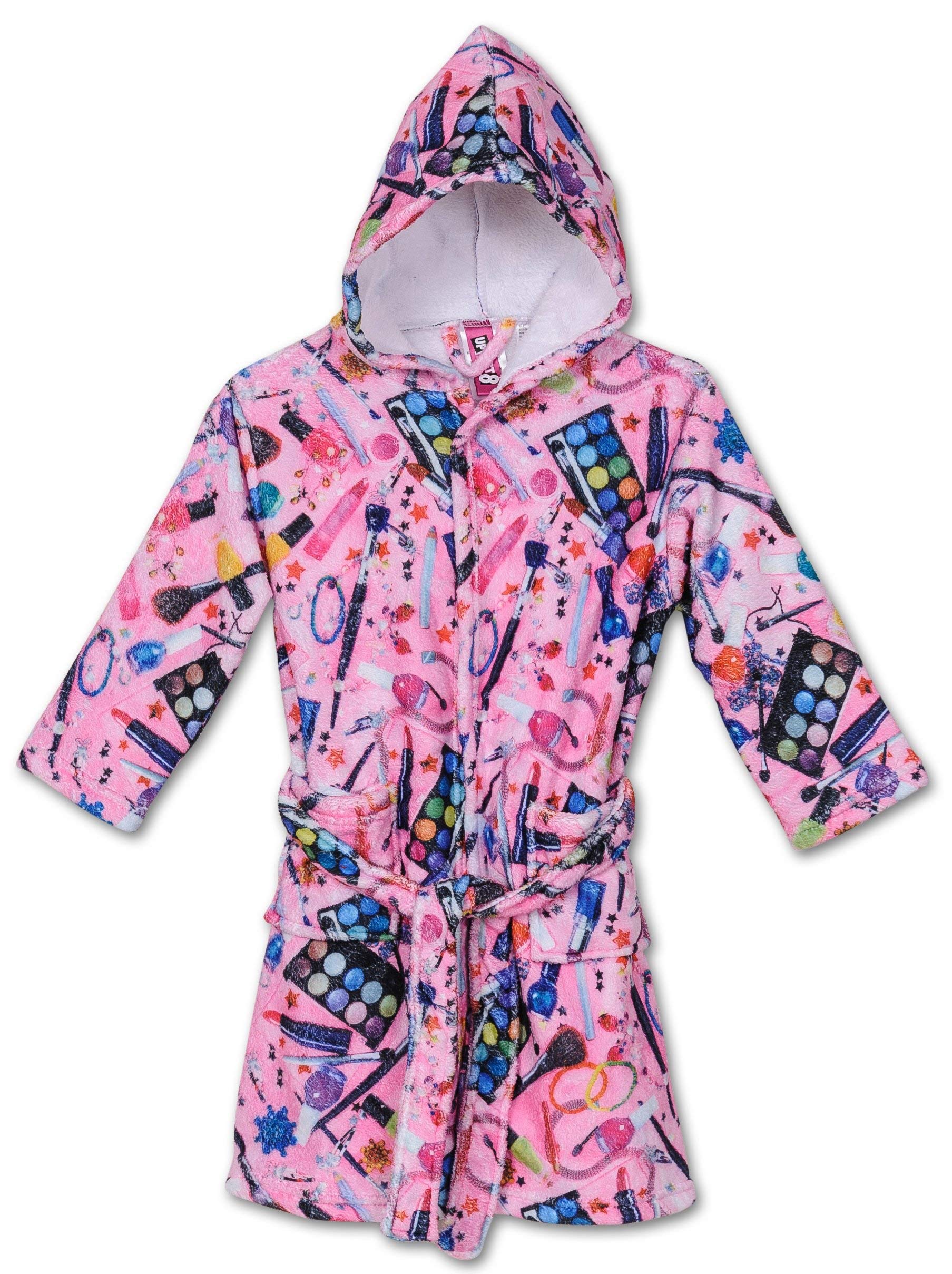 Up Past 8 Girls' Fuzzy Hooded Robe, Mup, Size Small/4-5