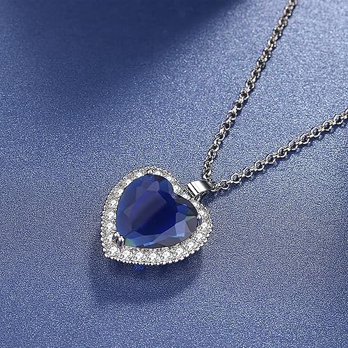 Vista 4 de AILUOR Titanic Heart of the Ocean Collar, collar de plata colgantes, joyería regalo del día de la madre