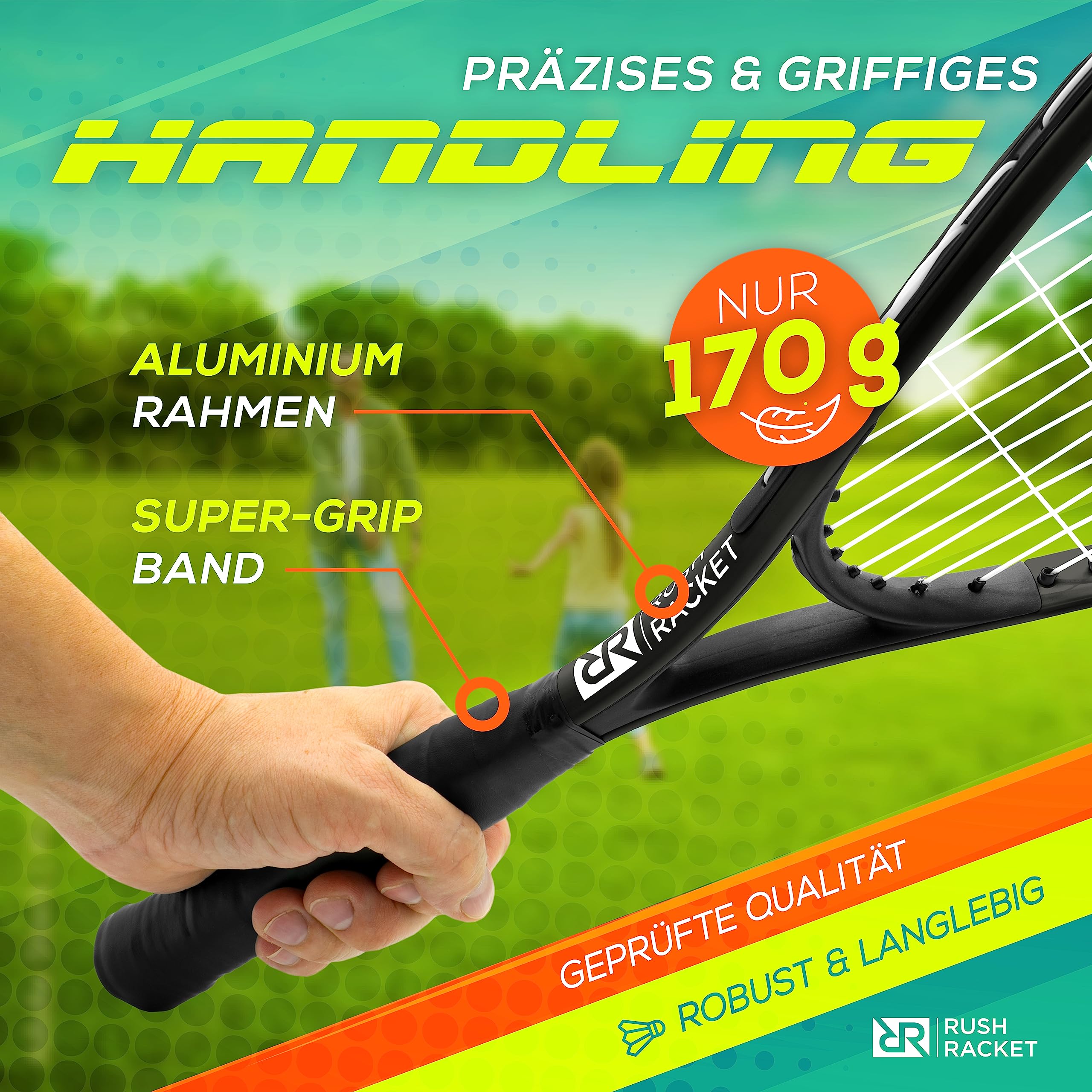 Set RS3 Speed Badminton da 5 pezzi (2 racchette, 5 volani, 1 softball, 8 marcature sul campo, 1 borsa per il trasporto), set da crossminton – Set turbo badminton (nero)