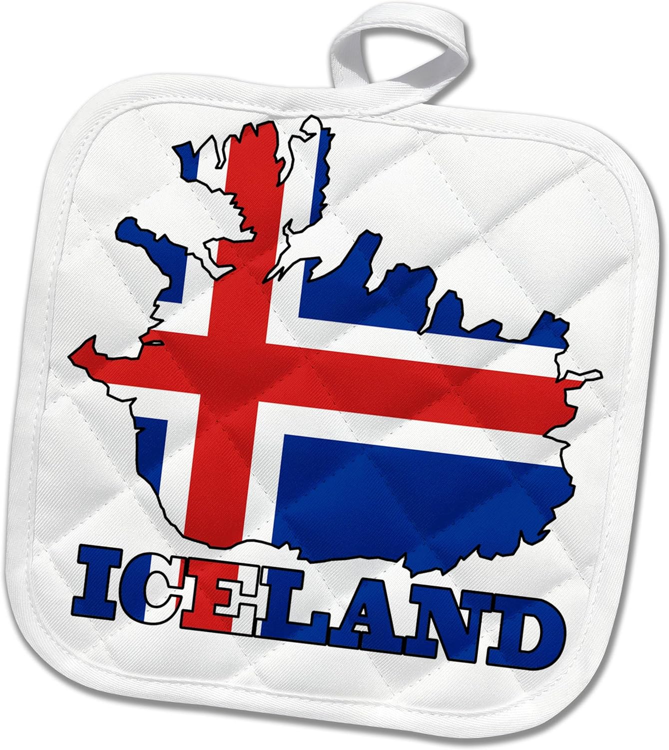 3D Rose The Flag Outline Map of The Country and Name-Iceland Pot Holder, 8" x 8"