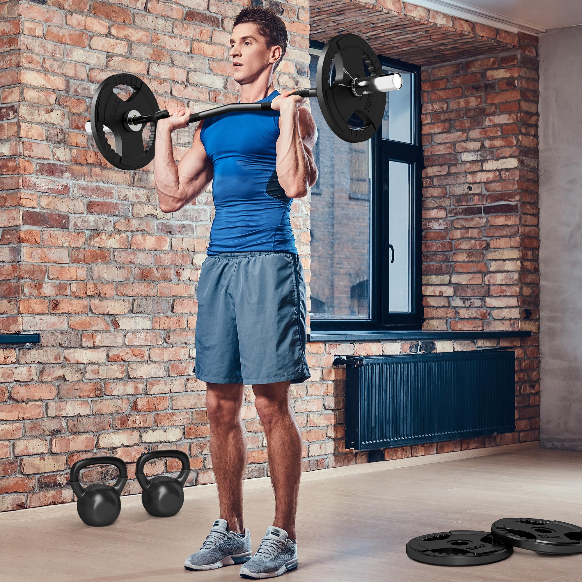 SPORTNOW Barre de poids en acier 120 cm 8 kg Barre curl EZ Ø50 mm avec 2 embouts Charge 100 kg Barre olympique pour les disques de Ø5 cm Entraînement en gym à la maison Noir et argent SPORTNOW Barre
