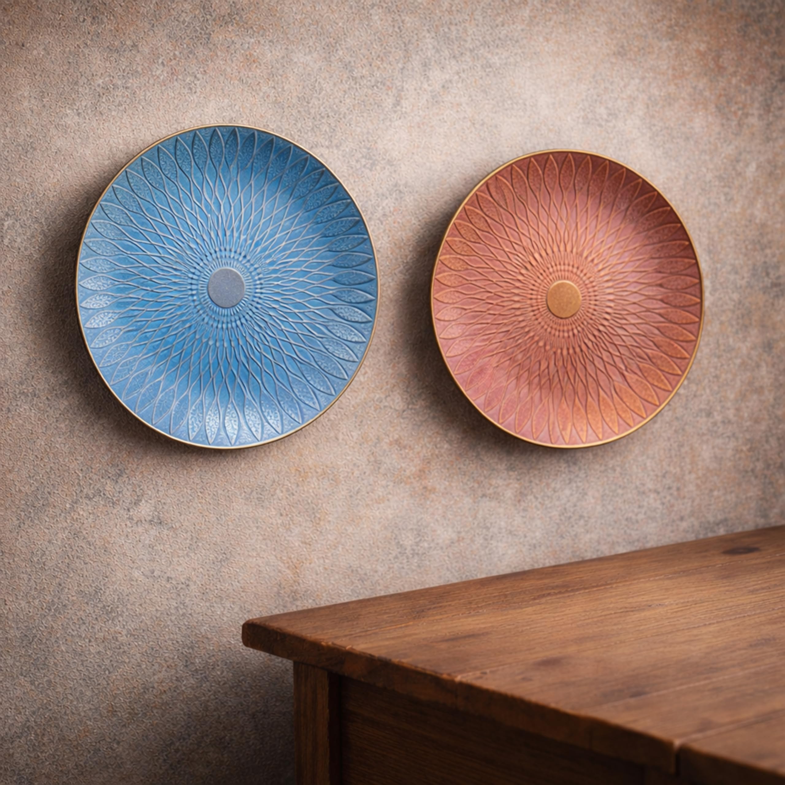 Art Street Decorative Wall Plates - Blue & Yellow -12