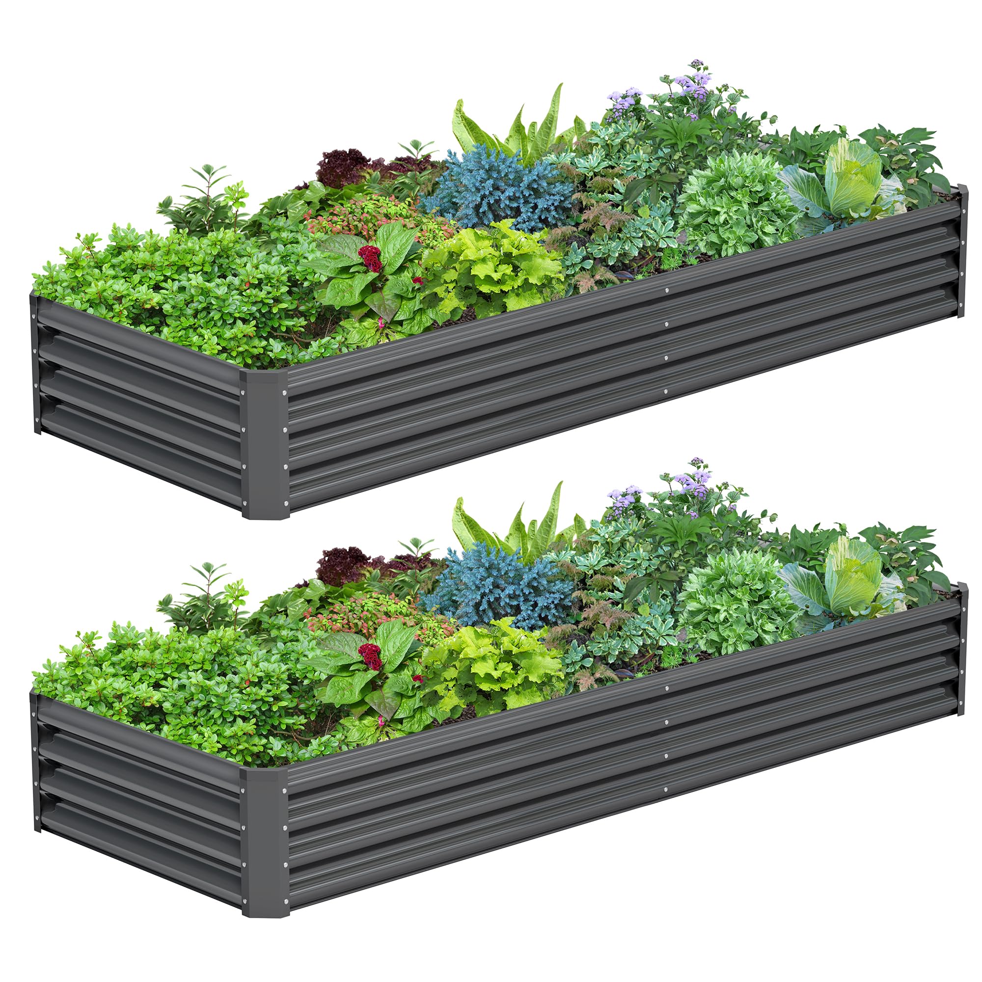 Photo 1 of ***MISSING HARDWARE***Ayen Guard 2PCS 8x2x1FT Galvanized Raised Garden Bed, Galvanized Planter Raised Garden Boxes Outdoor, Large Metal Raised Garden Beds for Vegetables-Grey