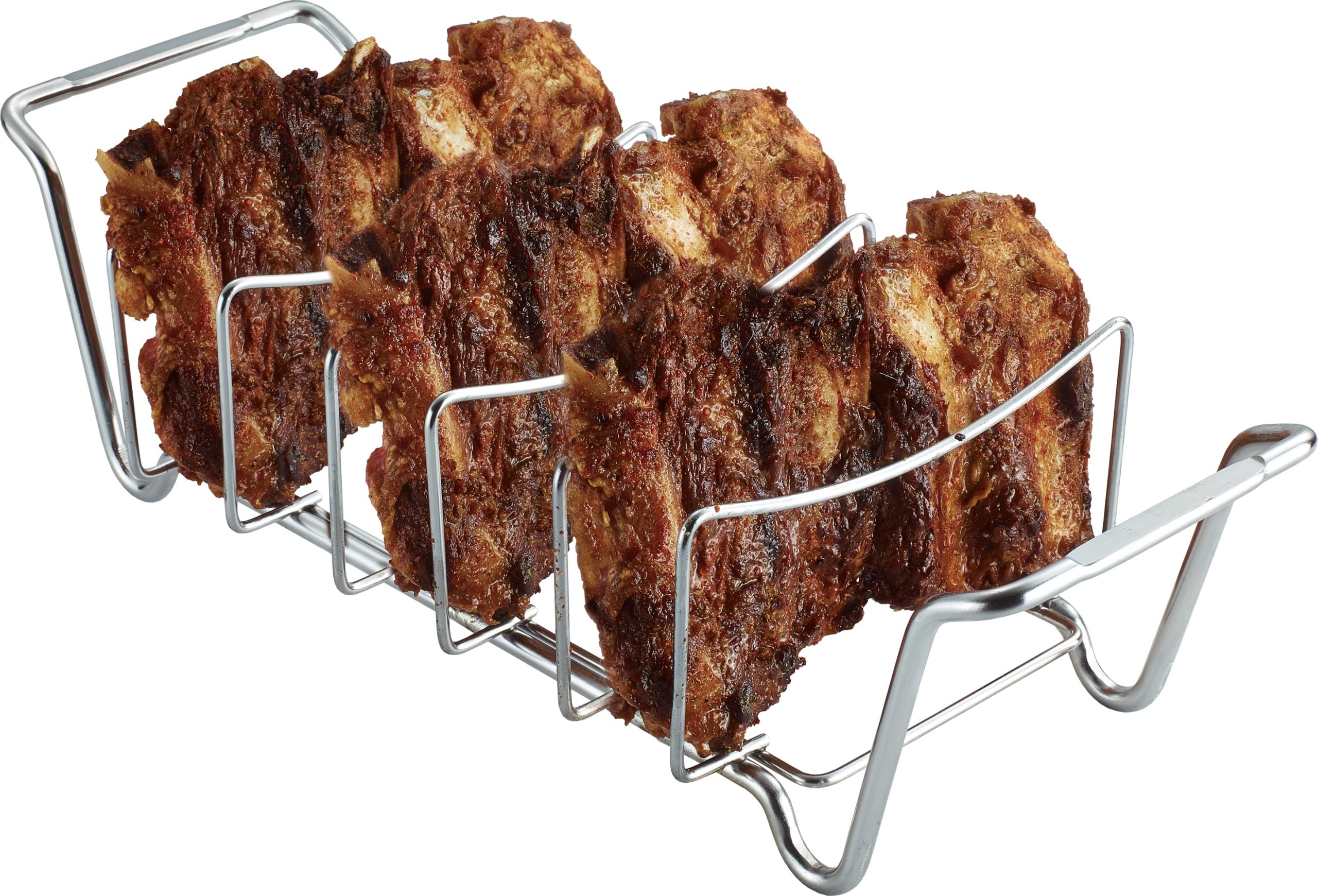 CUE WAYRib Roast Rack Holds 3 Ribs for Grilling & Smoking