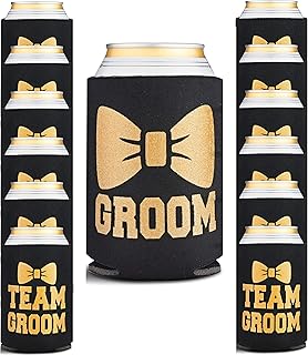 Bachelor Party Decorations for Men - Groomsmen & Groom Beverage Can Cooler Sleeves & Party Game - Bachelor Party Favors fo...