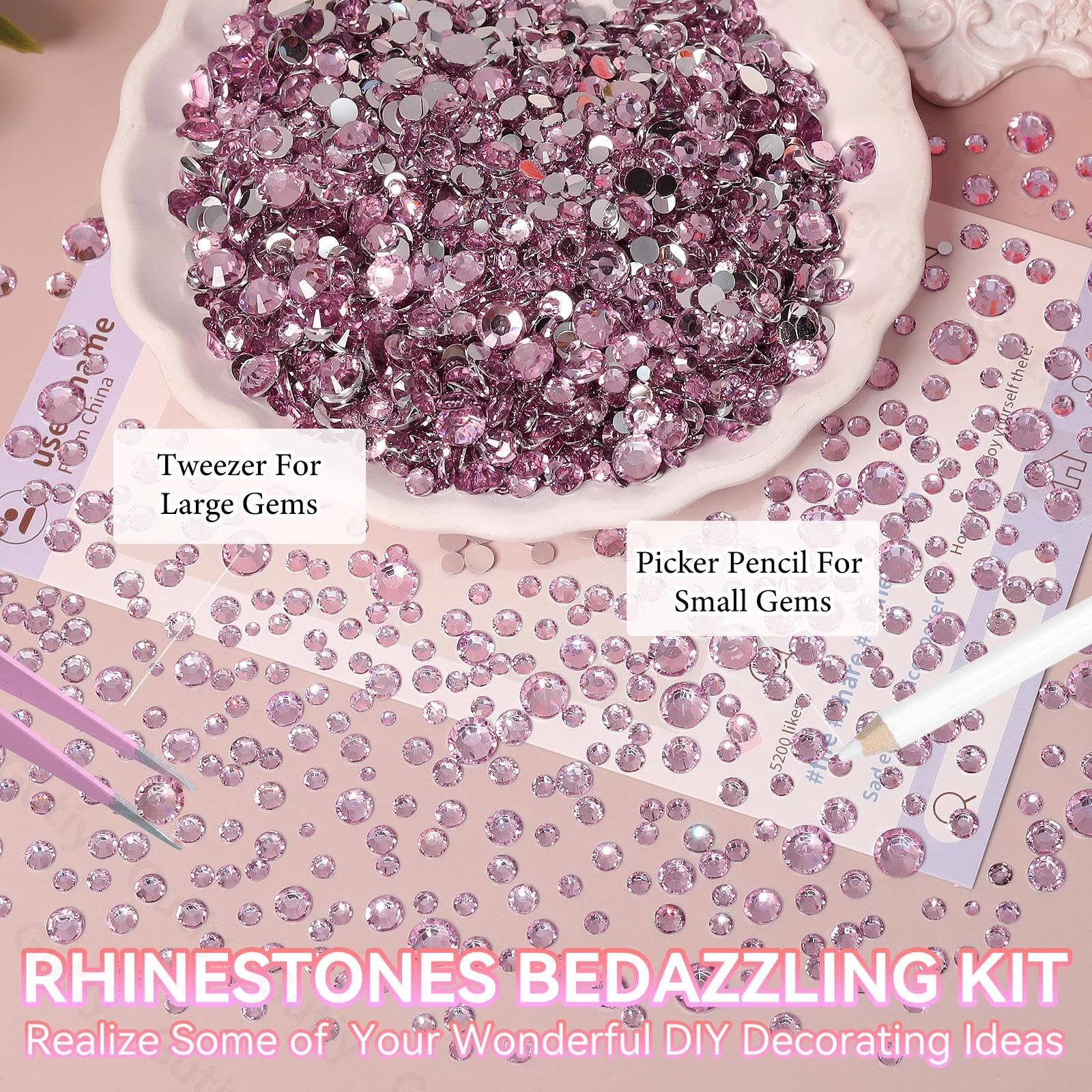 Strass neri a 24 griglie per kit Bedazzling, dimensioni miste, gemme in resina Jelly Bedazzling, gemme per artigianato, strass in resina con retro piatto, per fai da te per trucco viso