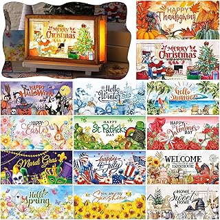 17 Pcs Interchangeable Holiday Season Sign Fall Thanksgiving Christmas W...