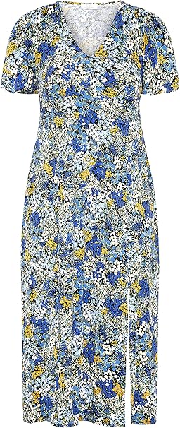 Yours London Curve Pink Floral V-Neck Tea Dress - Women's - Plus Size Curve