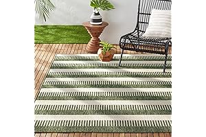 Nicole Miller New York Outdoor Green Rug - Patio Country Charlotte Stripe