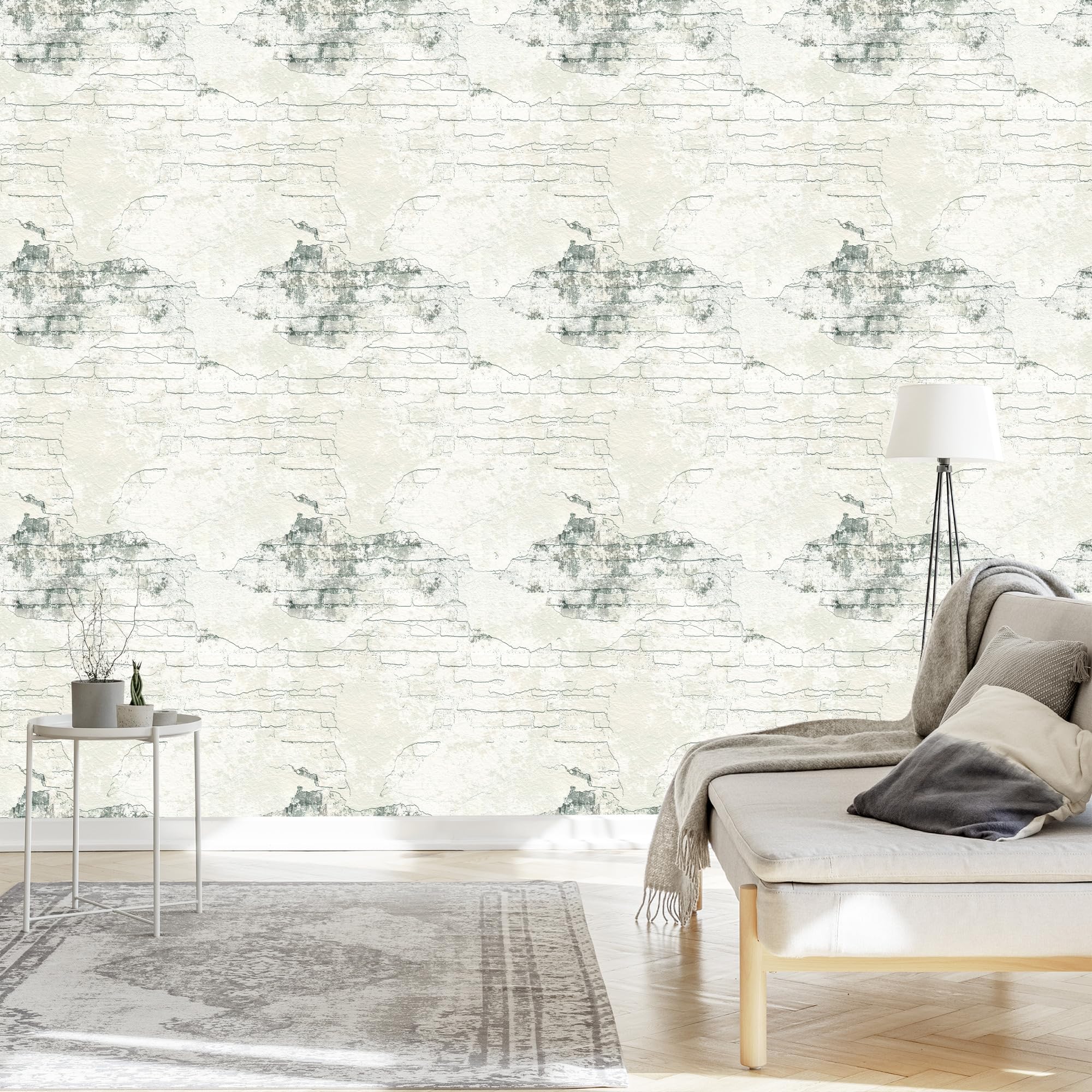 Decoración de Pared, Pared de decoración de ladrillos beige, 50 x 1000 cm
