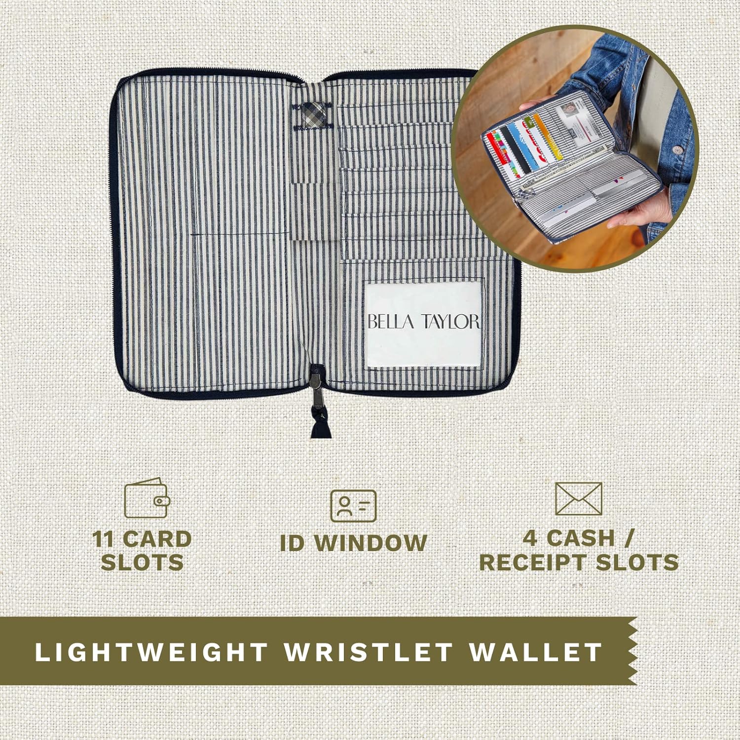 Bella Taylor Wrist Strap Wallet for Women | Multi Card Zip Around Wallet with RFID Protection and Wristlet Strap