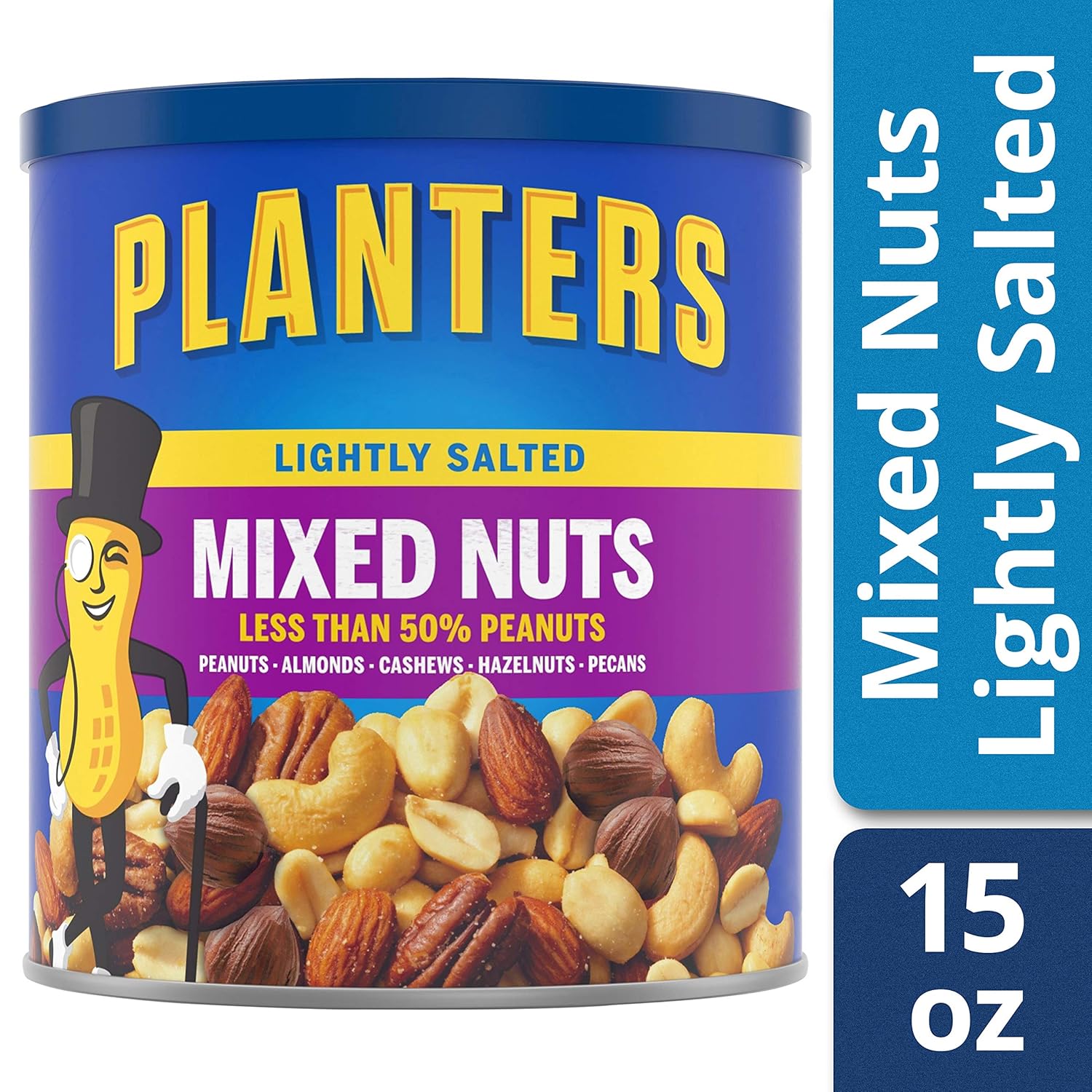 Planters Mixed Nuts, Lightly Salted, 15 Ounce Canister (Pack of 3)