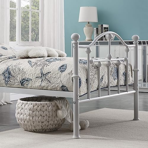 Miniatura 7 de VECELO Base de cama de plataforma metálica de tamaño individual con cabecera y estribo, soporte de listones de acero resistente, no necesita somier,