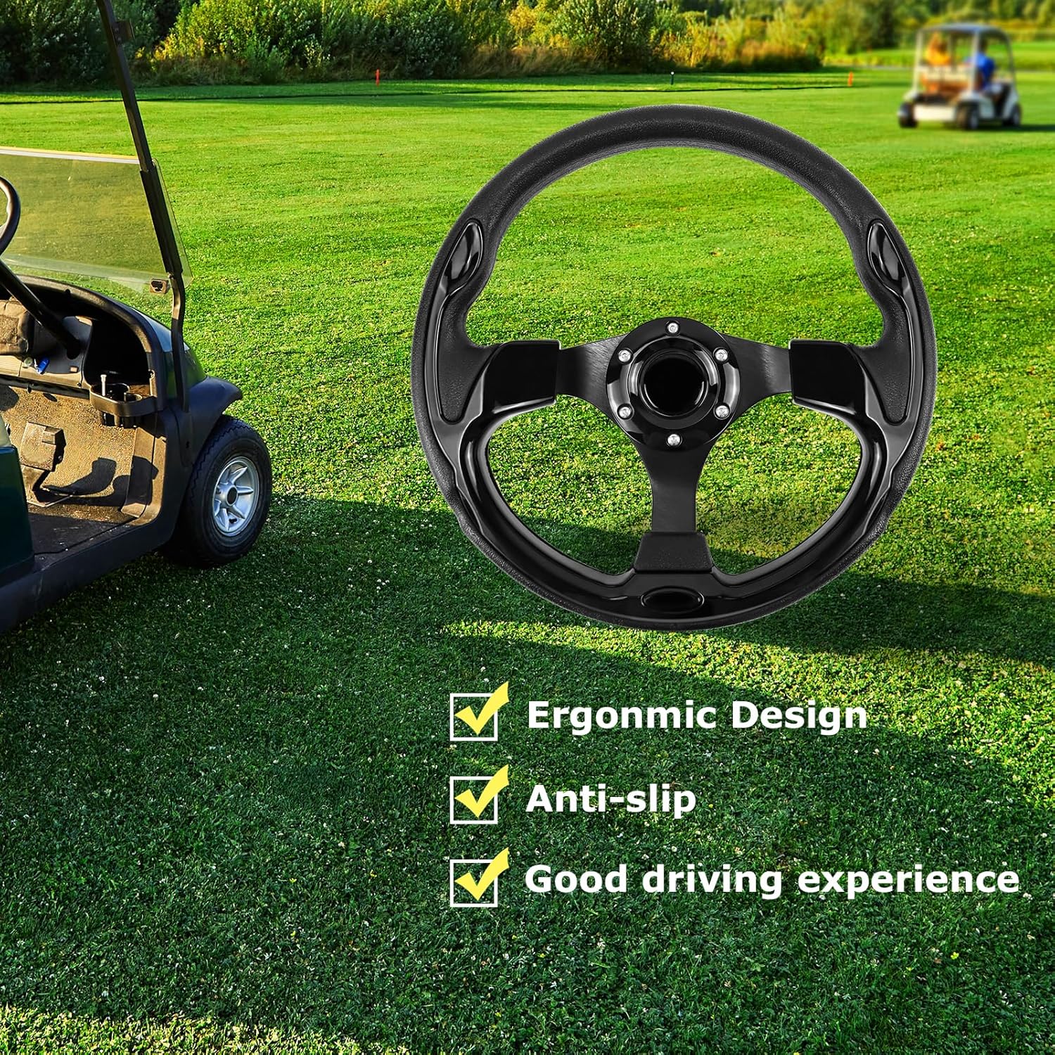 Golf Cart Steering Wheel, Skid Steering Wheel, Universal Golf Cart for Club Car EZGO RXV and TXT, Yamaha, Precedent Tempo, DS - Image 5