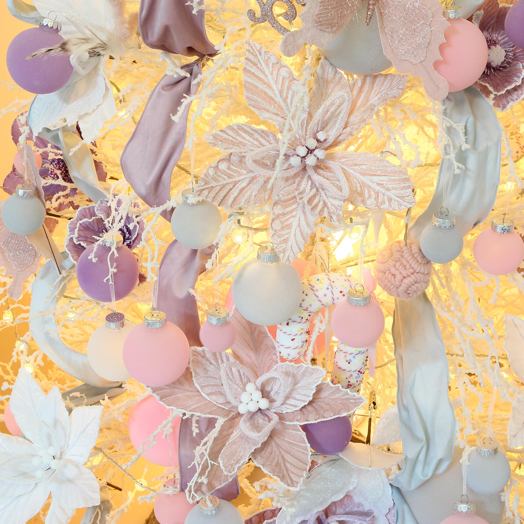 Sea Team 32 Boules Noël Velours incassables multitaille Rose | Boules en velours floqué incassable, parfaites pour sapin, couronne, guirlande. Idéales pour Noël, mariage, fête.