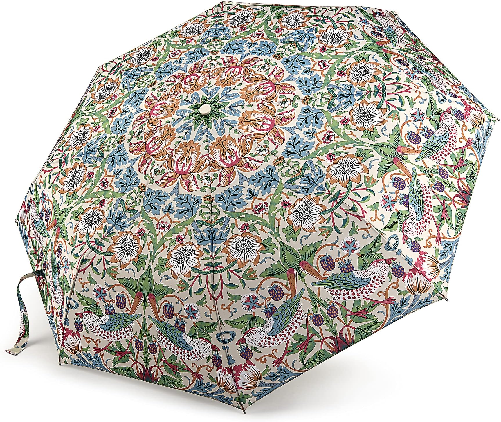 Fulton Minilite Umbrella, Strawberry Thief Cream Print, Strong Lightweight Wind Resistant Frame