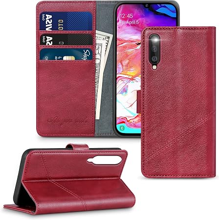 Ailisi Cover per OPPO A74 (4G), Dark Red Flip Cover Cartoon Cute Cat Custodia Pieghevoli Protettiva Caso Libro in Pelle PU con Portafoglio, Funzione Supporto, Chiusura Magnetica - Gatto, Rosso Scuro