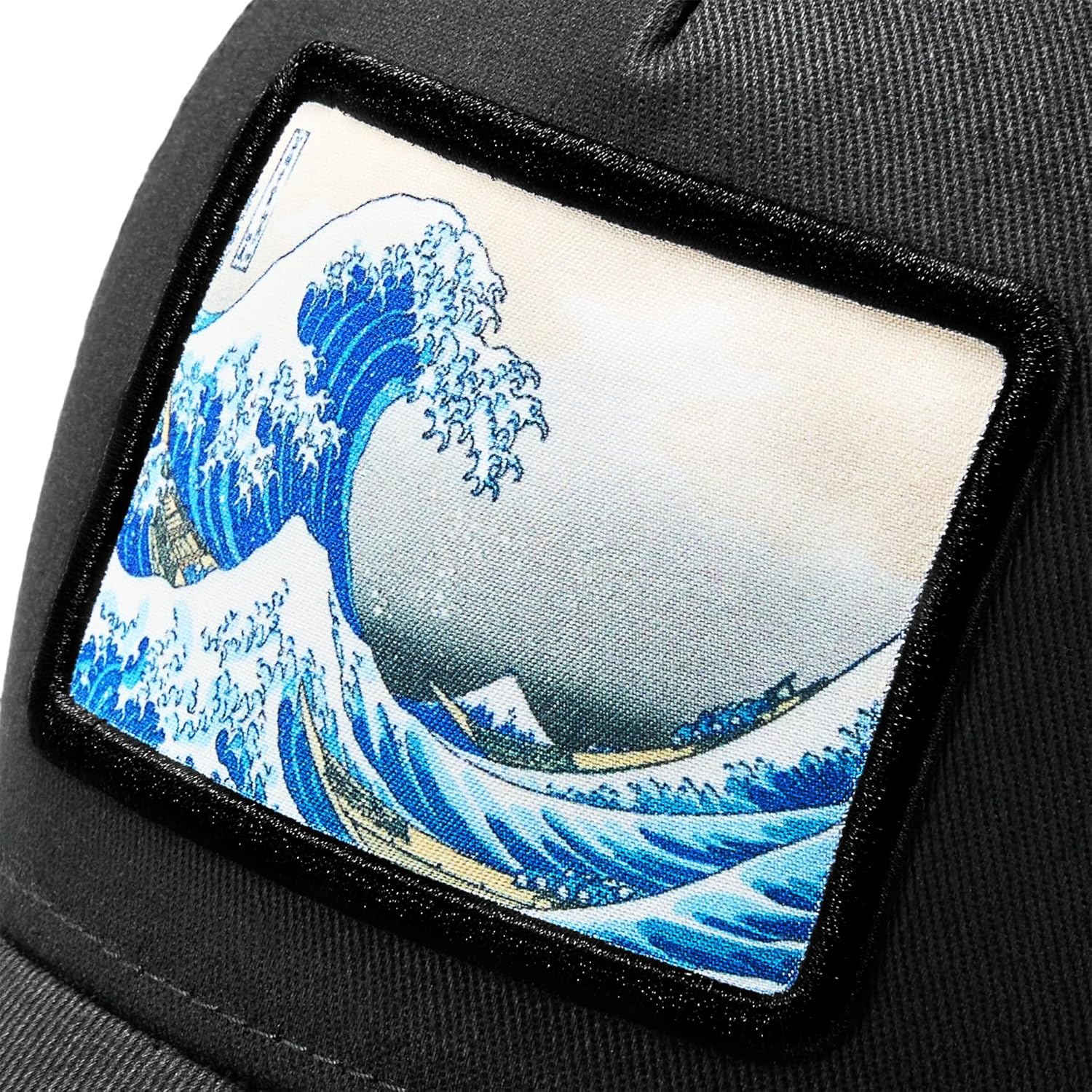 LIGHT SYNDICATE Great Wave Trucker Hat – Japanese Art Snapback · Structured 5-Panel Design · Wearable Art (Black) - Image 2