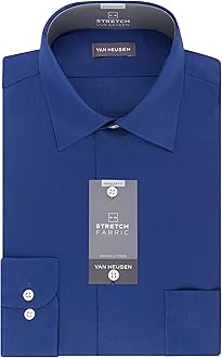 Van HeusenMen's Dress Shirts Regular Fit Lux Sateen Stretch Solid