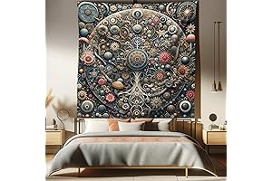 Ambesonne Hippie Tapestry Queen Size, Trippy Aura Abstract Jumble Design Tapestry Boho Art
