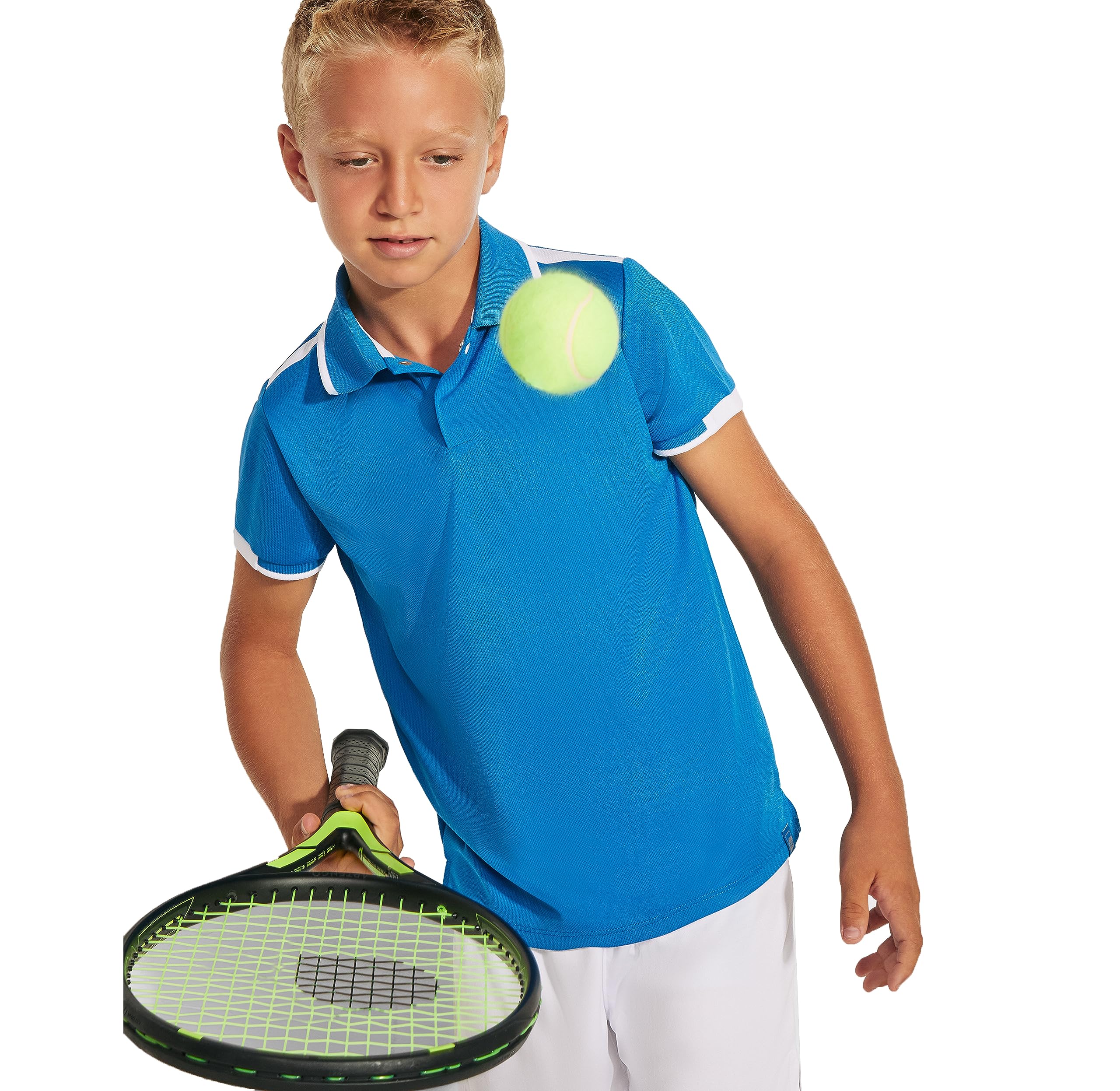 KINKIES Polo Sport Elegante para niños poliéster Reciclado Antibacteriano - Camiseta Vestir Unisex Transpirable con Botones de Broche