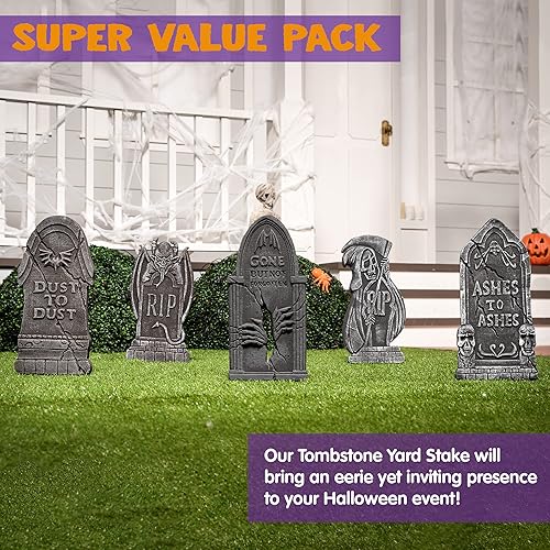 Miniatura 3 de JOYIN Lápidas de Halloween de 17 pulgadas para decoración de tumbas al aire libre (paquete de 5), decoraciones de lápidas de cementerio de espuma y
