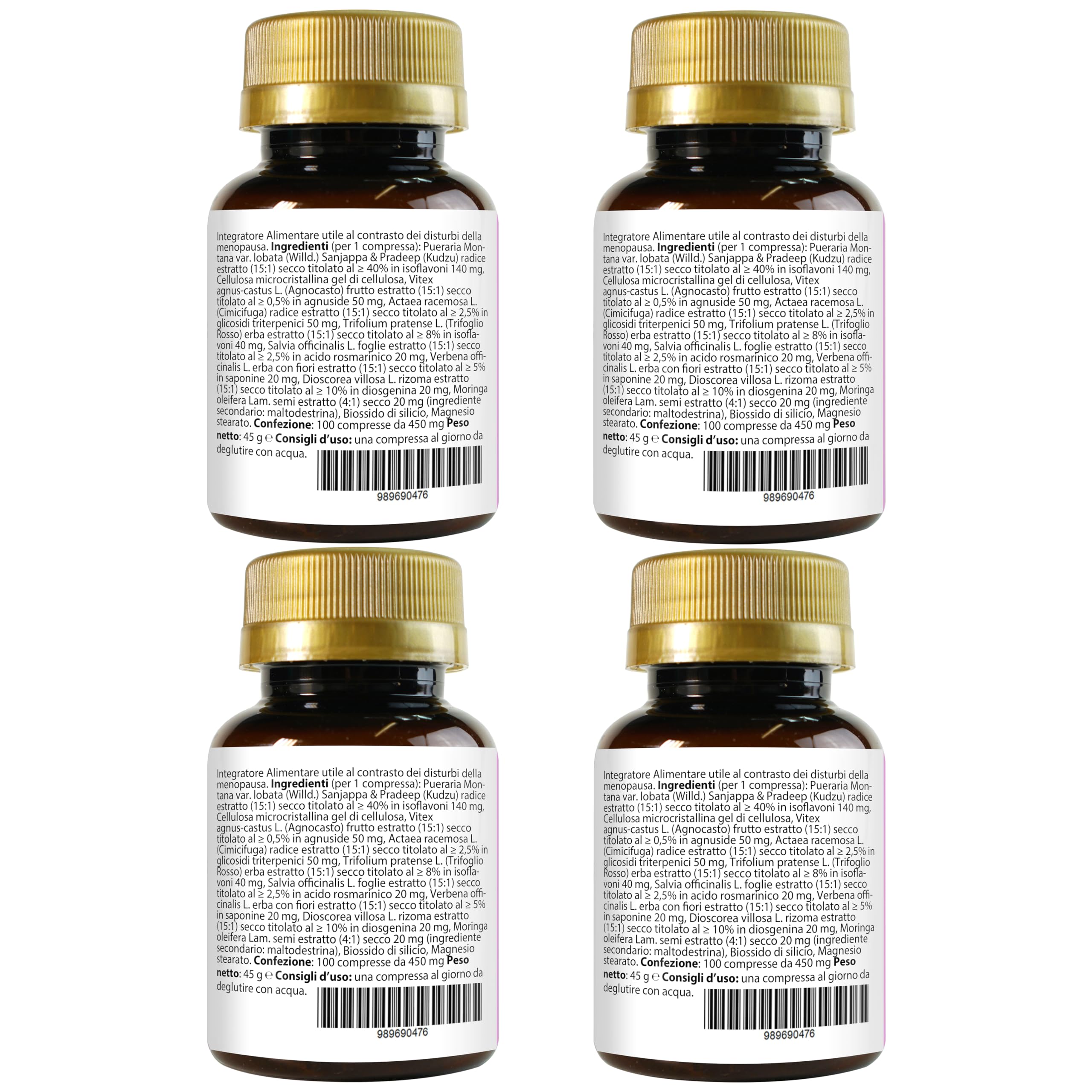 Kudzu e Trifoglio Rosso Ricchi in Isoflavoni, con Cimicifuga, Agnocasto, Moringa, Salvia, Dioscorea, Verbena | Menopausa In Forma Complex 400 Compresse | Controllo del Peso e Rilassamento | Vampate
