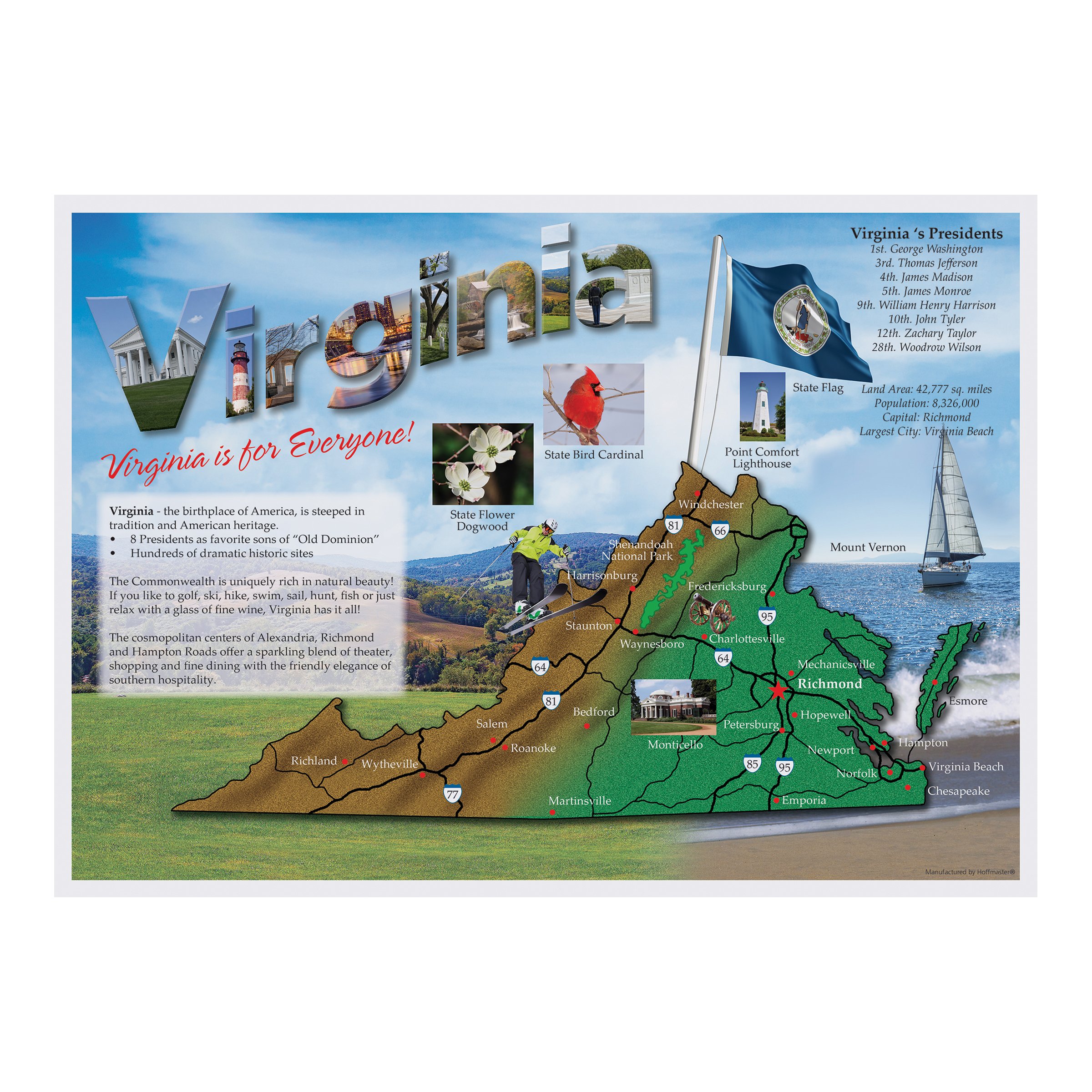 Hoffmaster 311129 Mapa de Virginia mantel individual, 10 pulgadas de largo x 14 pulgadas de ancho (paquete de 1000)