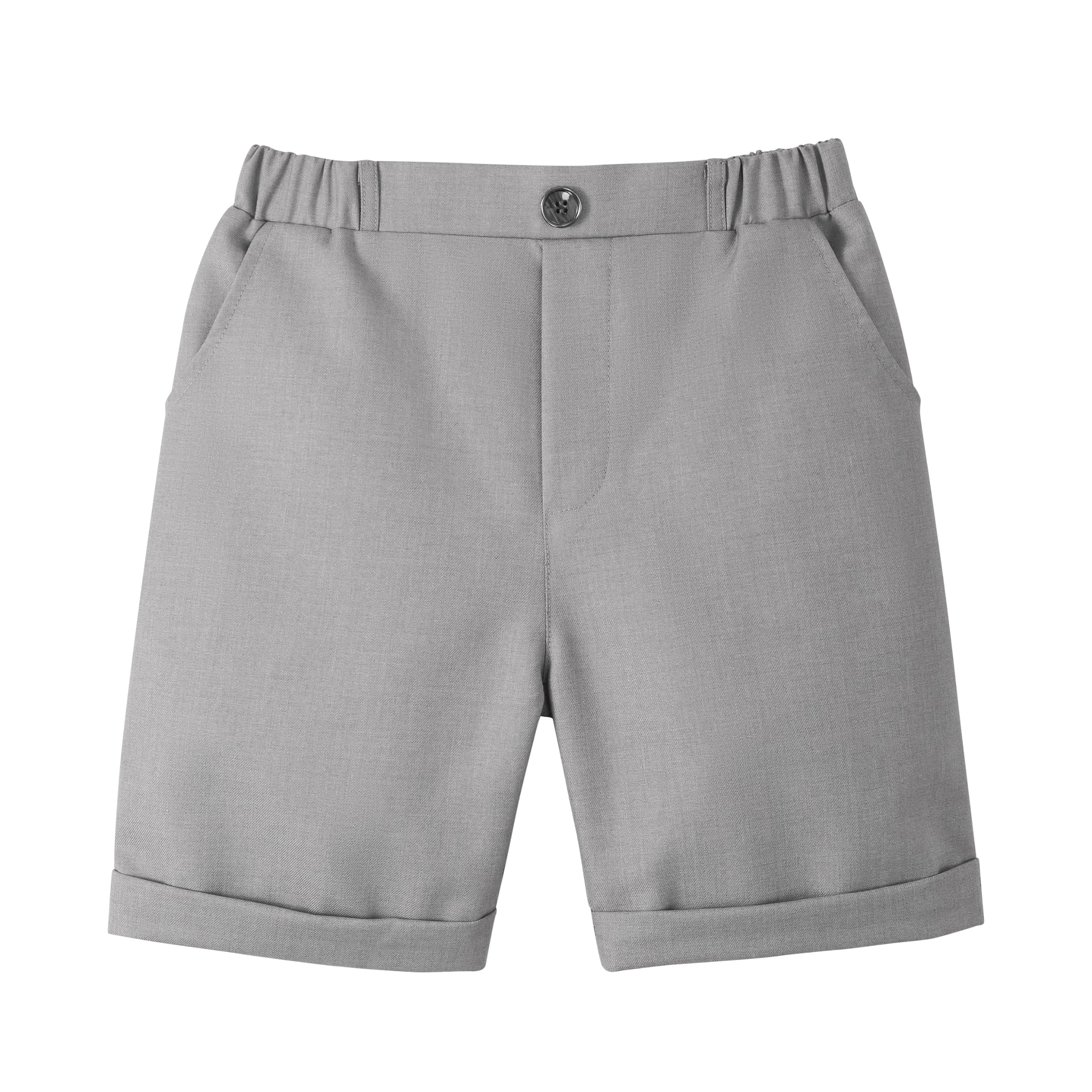 LOLANTA Chaleco de esmoquin para niños, traje de portador de anillos de boda, 4 piezas, vestido, ropa, chaleco, camisa, pantalones cortos, pajarita