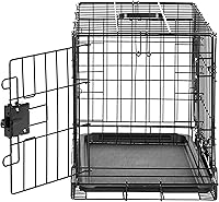 Vista 3 de Yaxa Basics Caja duradera y plegable de alambre de metal para mascotas con bandeja, portátil y resistente para viajes, una sola puerta, panel