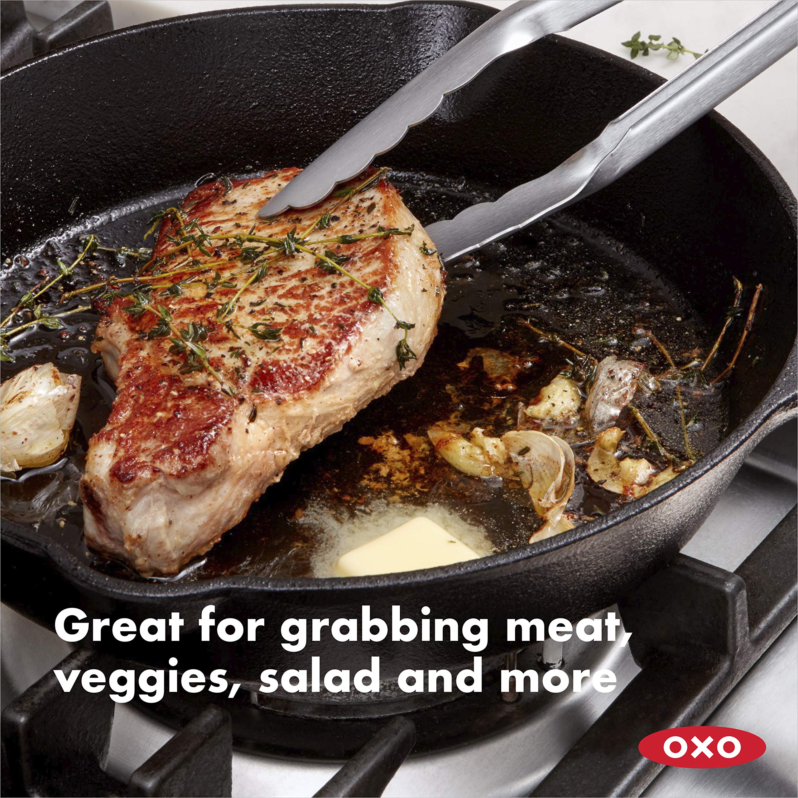 OXO Good Grips 12-Inch Stainless-Steel Locking Tongs & Good Grips 12-Inch Tongs With Nylon Heads - Image 3
