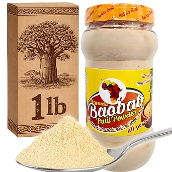 African Delights Baobab Powder - Tangy African Fruit Powder for Smoothies and Baking, All Natural, Minimally Processed, Gluten Free, Traditional West African Ingredient 16 oz