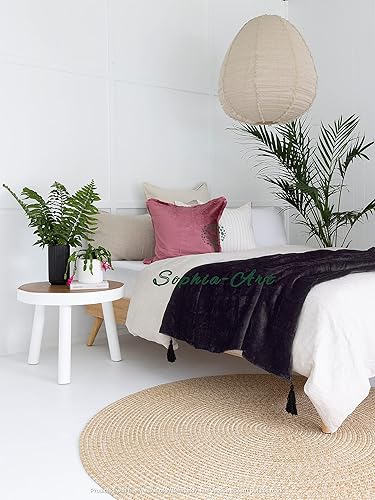 Miniatura 4 de Sophia-Art Manta de terciopelo triturado de lujo con borlas, para sofá o cama, manta suave, bohemia y cálida, acogedora y ligera para mascotas (50 x