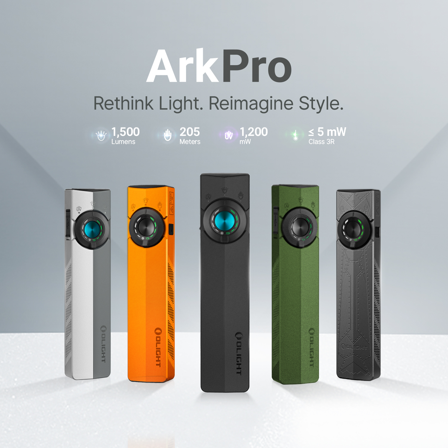 OLIGHT ArkPro EDC Flat Flashlight Rechargeable with Green Beam, UV