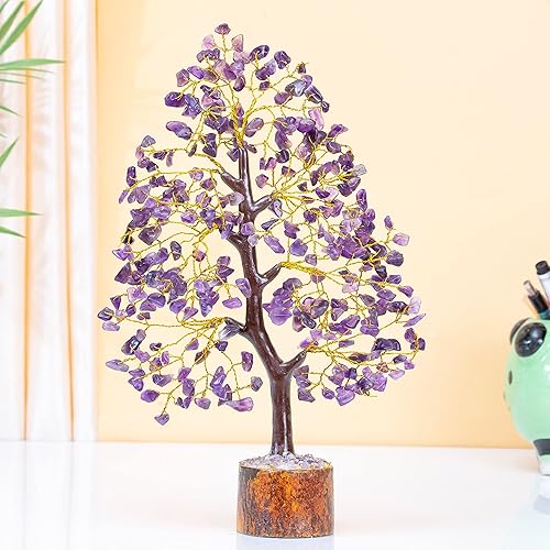 Miniatura 7 de Árbol de la vida de amatista, chakras de energías positivas decoración feng shui hecha a mano bonsái de buena suerte y dinero, cristales morados de